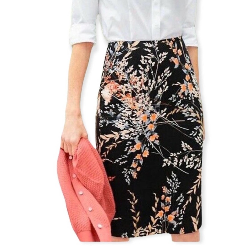 Talbots floral gray pencil skirt